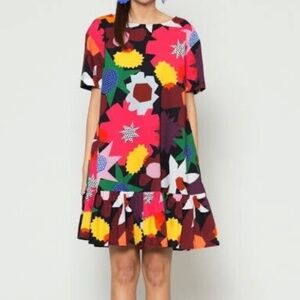 Gorman drop waist organic cotton floral summer dress size AU 14